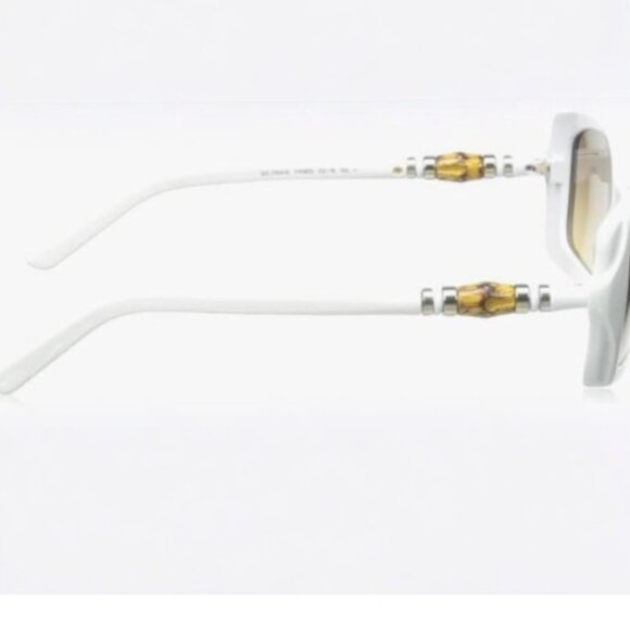 Gucci White Bamboo Sunglasses - GG3194/S - Rectangular Brown Tint - Never Worn - Picture 3 of 14